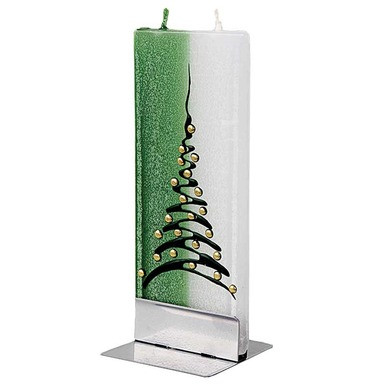 Flatyz Candles Christmas Tree Green and White Decorative Flat Candle