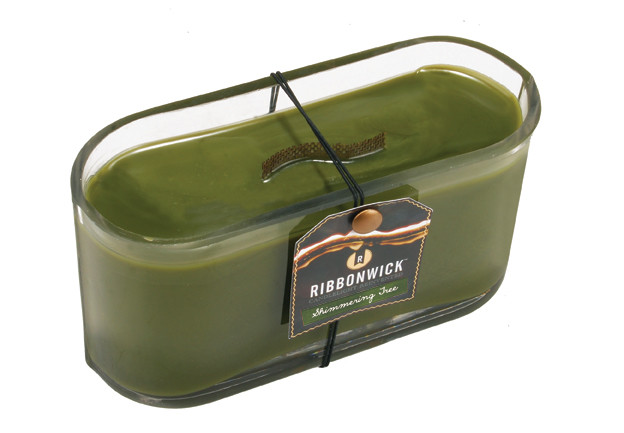 RibbonWick *Shimmering Tree Medium Oval Glass RibbonWick CandleThe Lamp Stand