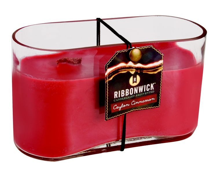 RibbonWick Ceylon Cinnamon Medium Oval RibbonWick Lux Glass CandleThe