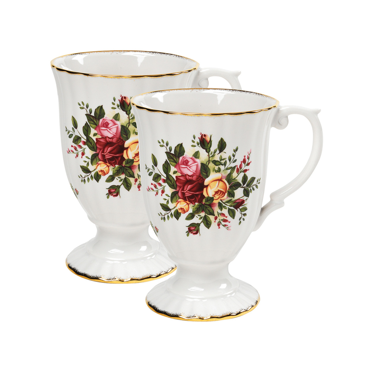 Old Country Roses Fluted Mugs - Set of 2 - by Royal Albert (Available July)  - Special Order