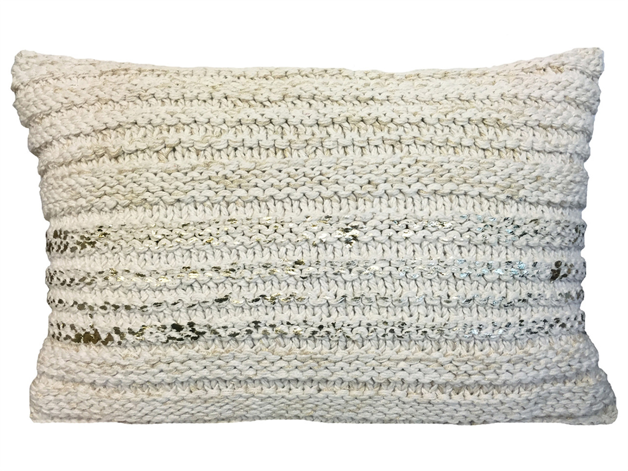 Sugarboo Designs Gold Beige Rectangle Knit Pillow by Sugarboo