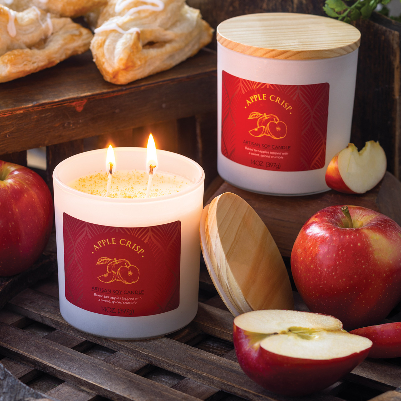 CANDLE WARMERS ETC 2.5 oz Artisan Wax Fragrance Melts | 100% Soy with  Hand-Applied Decorative Elements, Apple Crisp