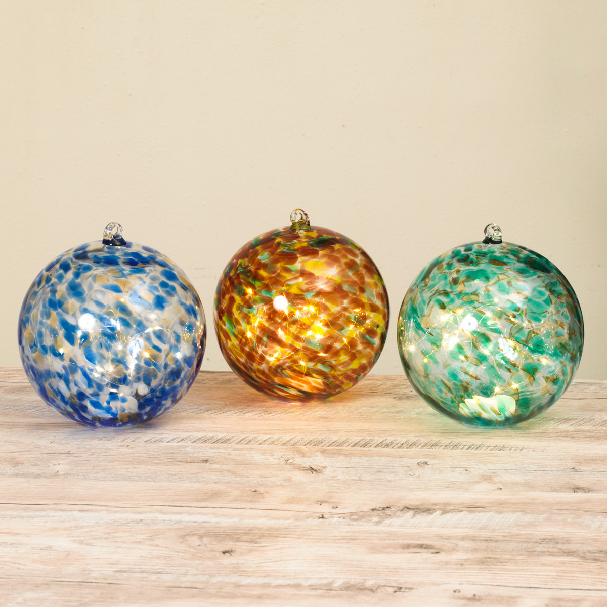 Garden Meadow 6Inch Lighted HandBlown Glass Sphere Amber The Lamp