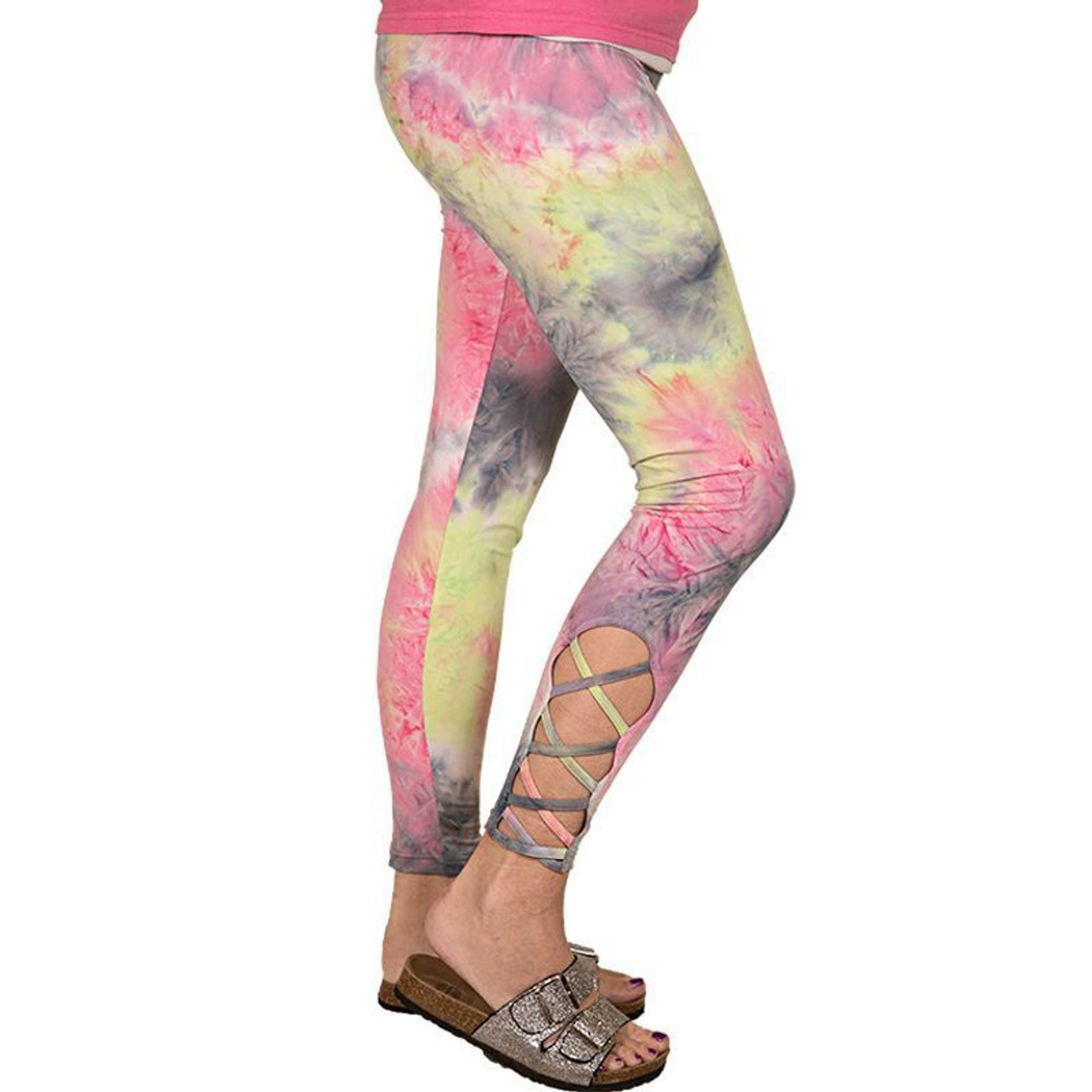 Simply Southern Pink/Green Tiedye Legging Plus Size - The Lamp Stand