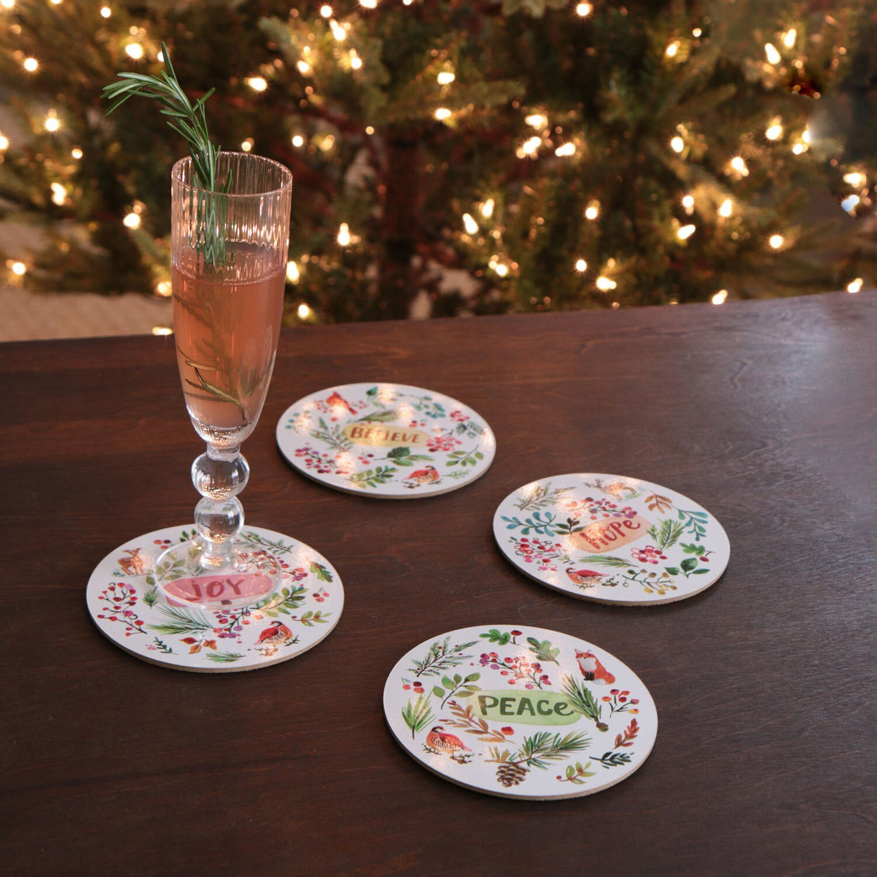 Beatriz Ball VIDA Set of 4 5-Inch Round Coasters with Cork Backing - Happy  Christmas - The Lamp Stand