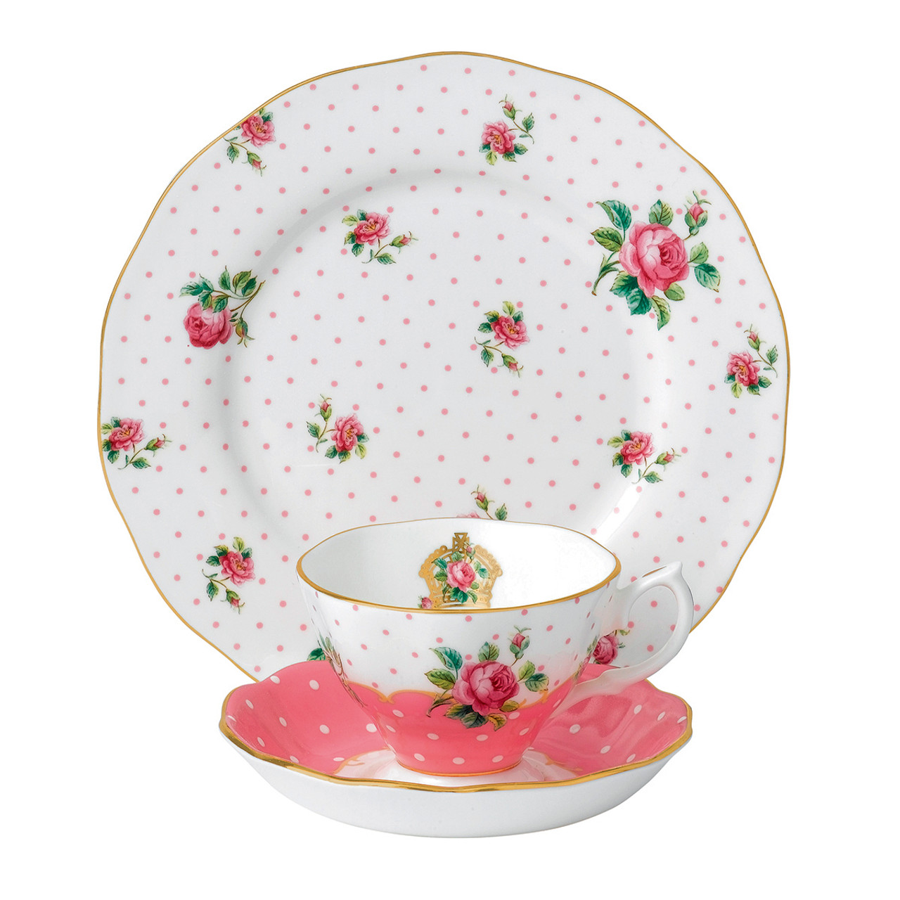 Royal Albert Cheeky Pink 3-Piece Teacup Set by Royal Albert|The