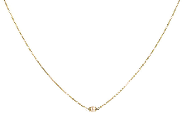 Champagne Pearl Brass Necklace - Lenny 