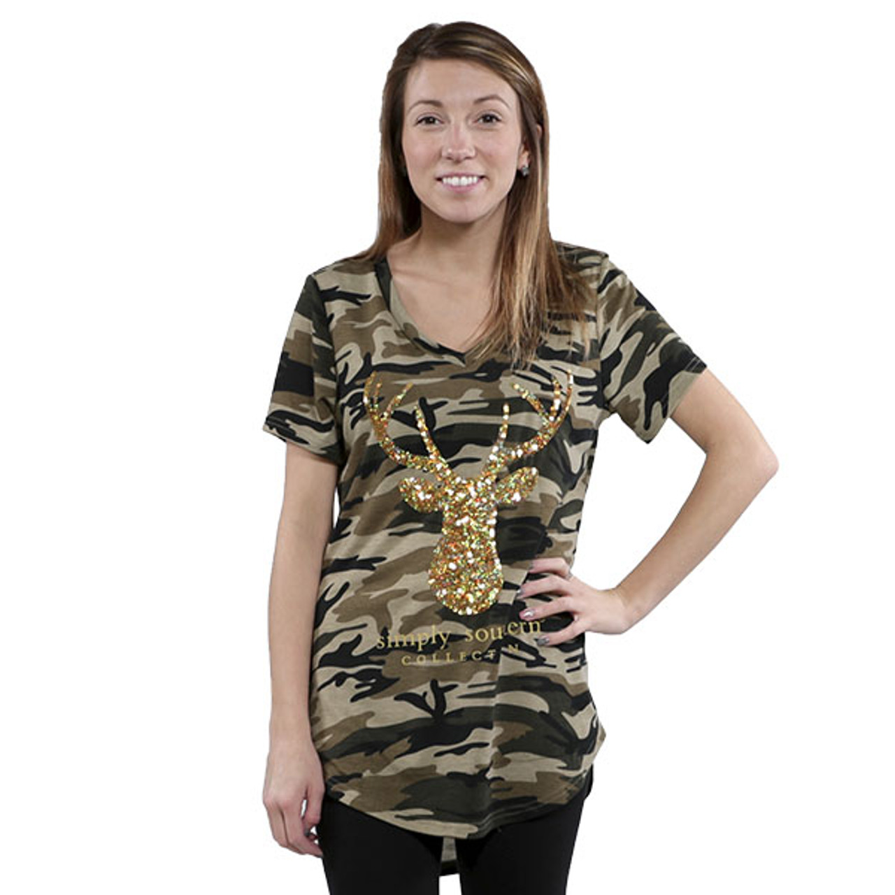 Sequin sales camo top