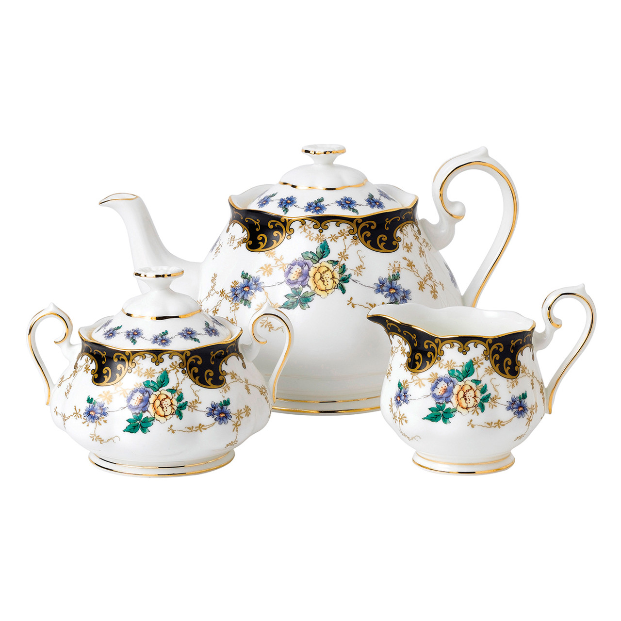 100 Years 1910 Duchess 3-Piece Teapot, Sugar & Creamer Set by Royal Albert