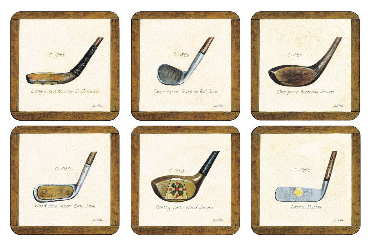 Pimpernel Set of 6 A History of Golf Coasters by Pimpernel|The Lamp Stand