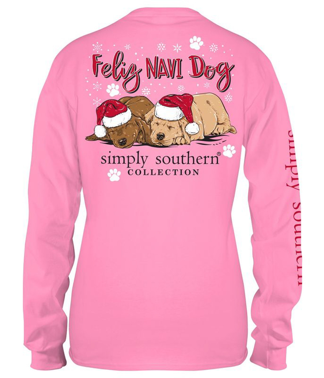 Feliz Navi Dog Flamingo Long Sleeve Tee - Youth Large by Simply Southern