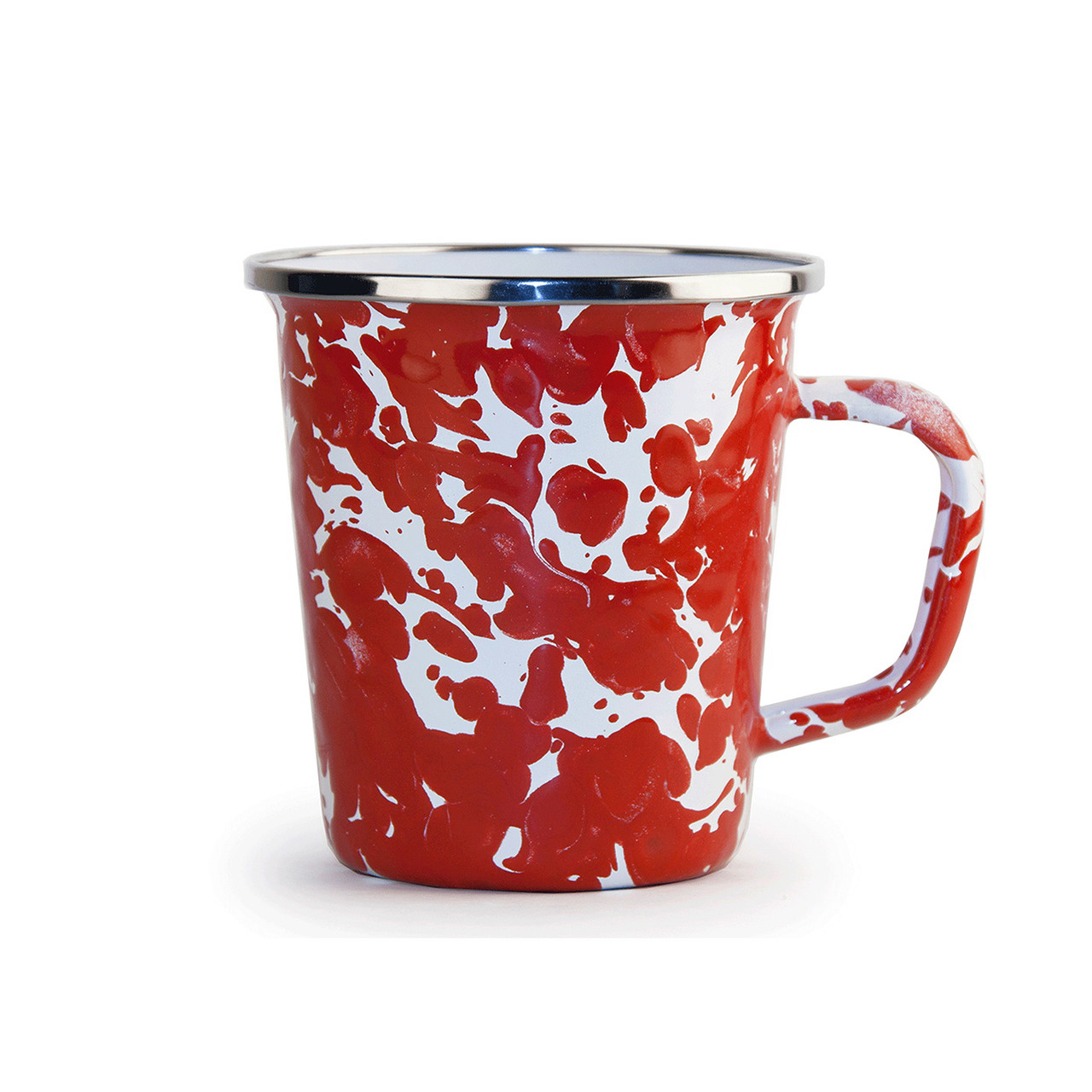 Golden Rabbit Enamelware 16 oz Red Latte Mug Coffee Cup, Set of 4