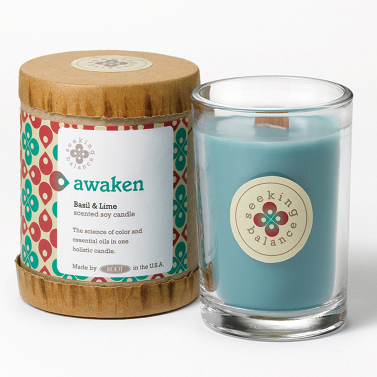 Root Candles Awaken Basil Lime Seeking Balance 6.5 oz. Candle