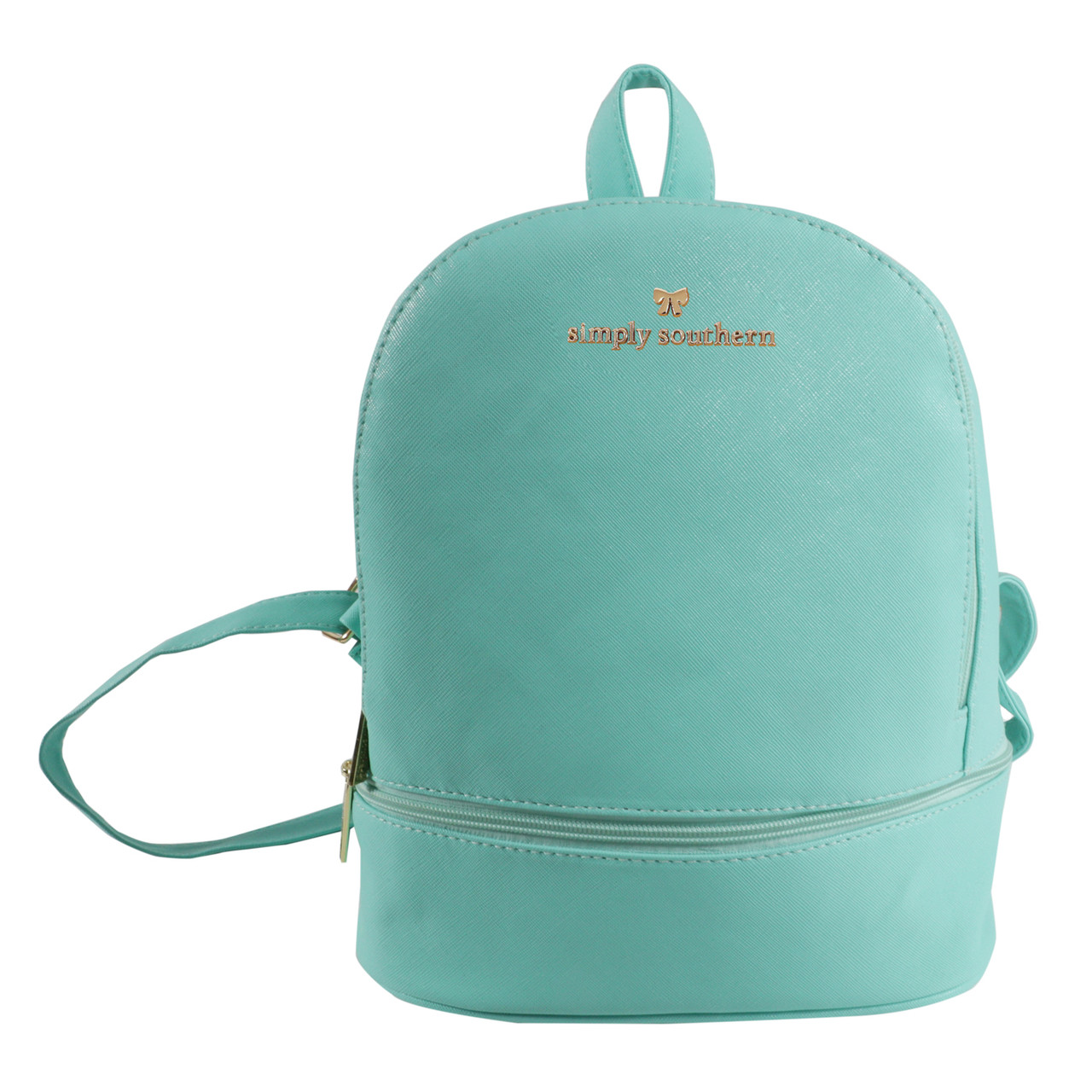 teal leather backpack