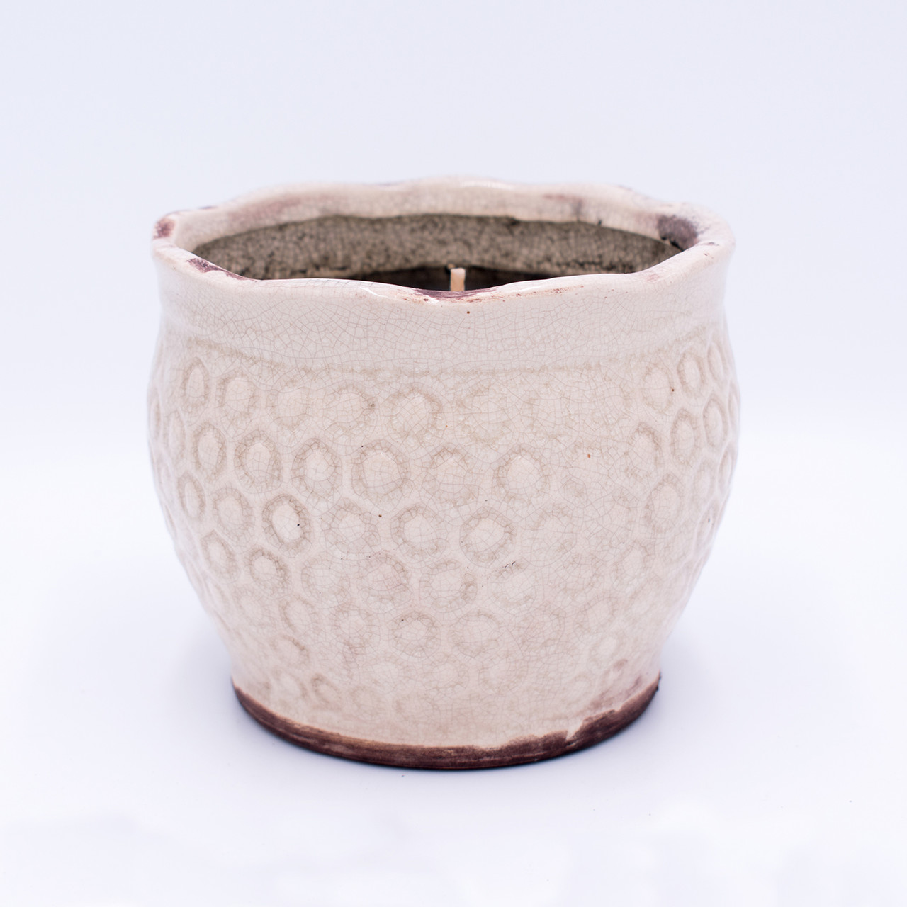 Candle Pot in Burnt Custard, Ceramic Candle Holder