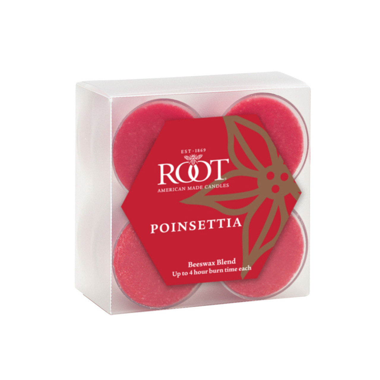 Root Candles Poinsettia Beeswax Blend Tealights