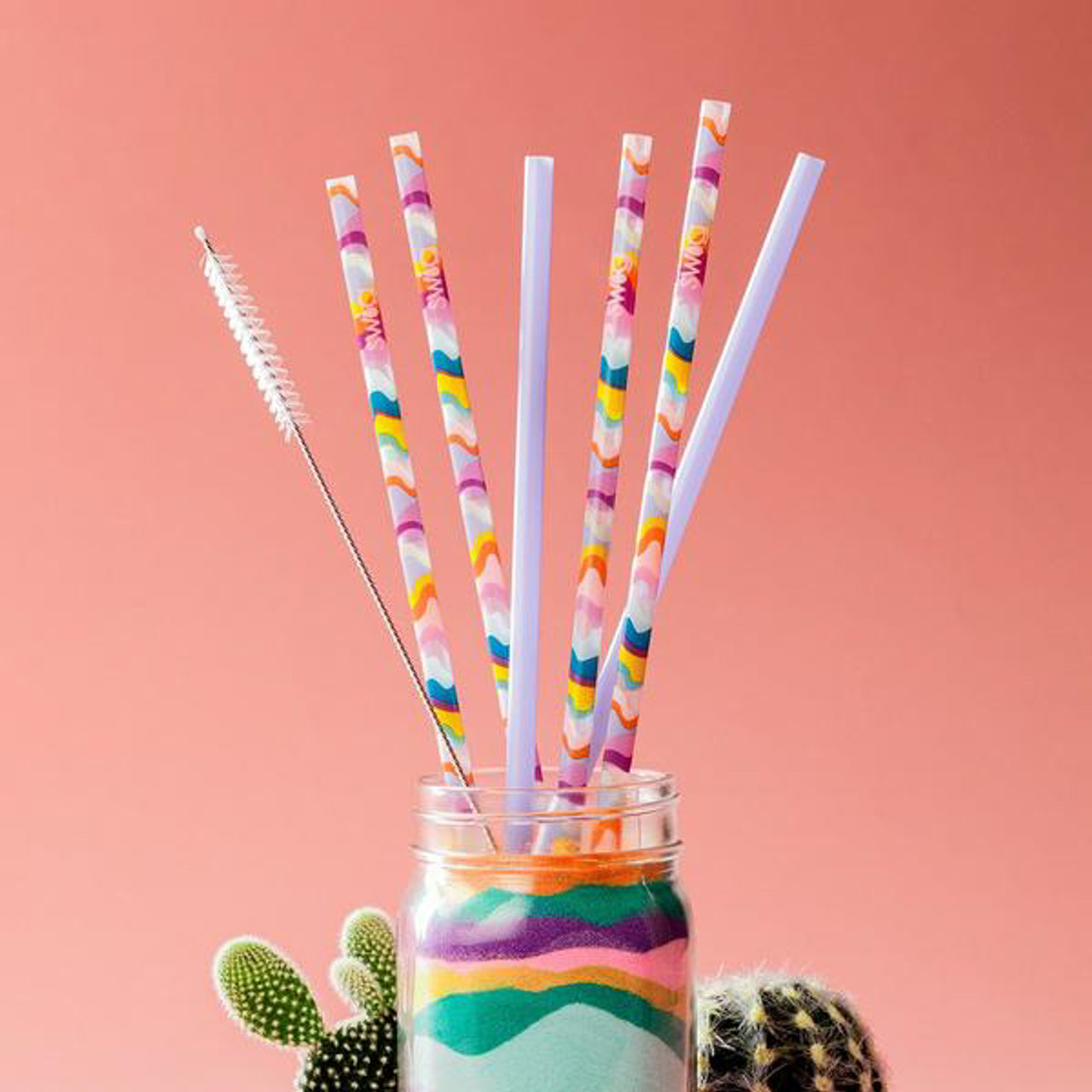 Tall Rainbow Reusable Straws