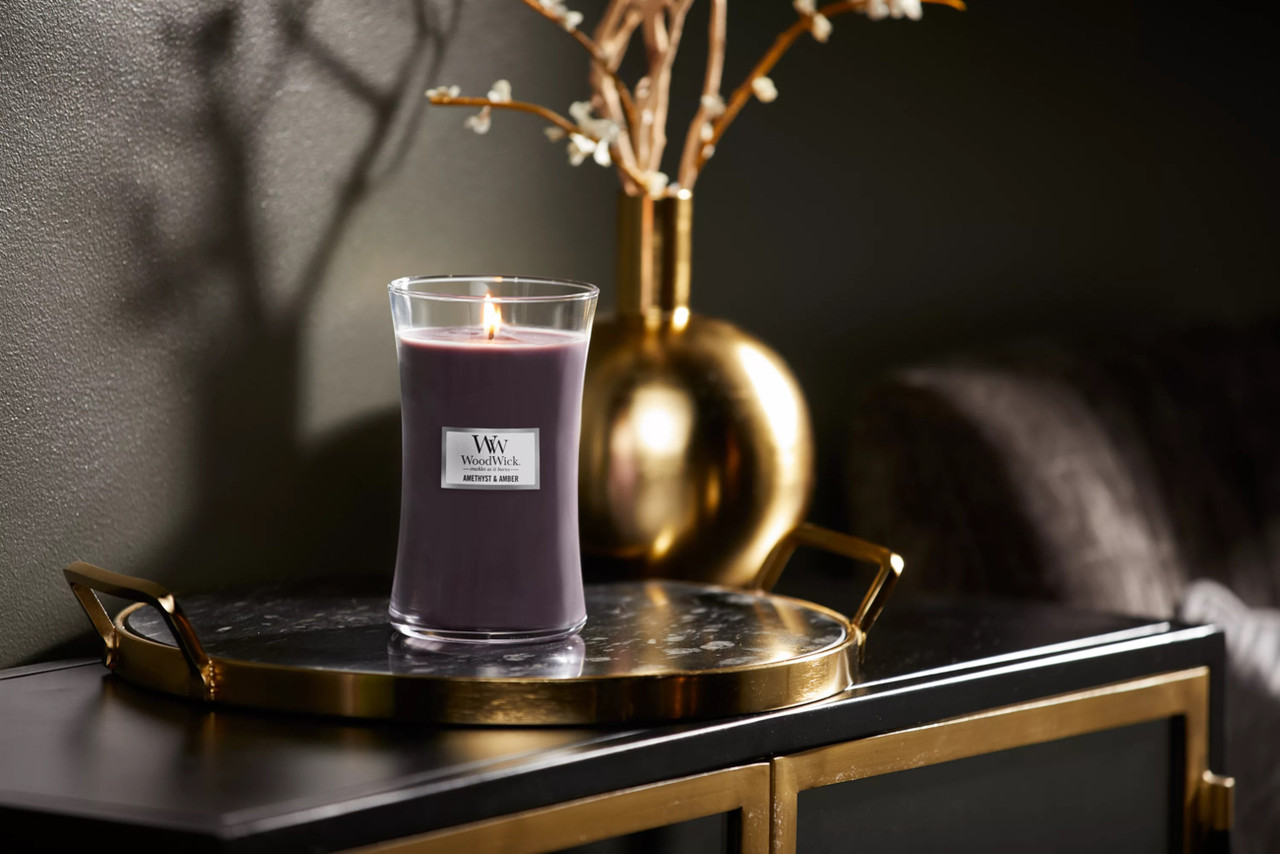 Amethyst & Amber WoodWick® Large Hourglass Candle - Large