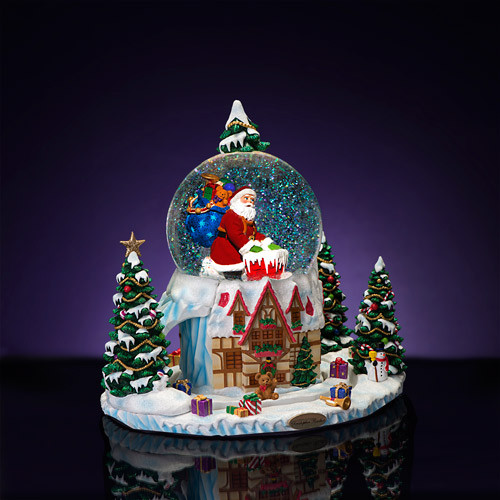 Christopher Radko Rooftop Santa Chalet 120mm Snowglobe by