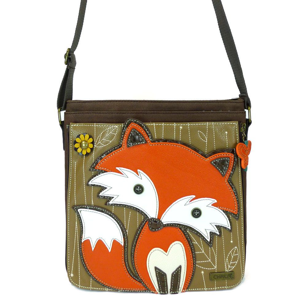 Chala Handbags Dark Brown Fox Deluxe Messenger Bag by Chala-The