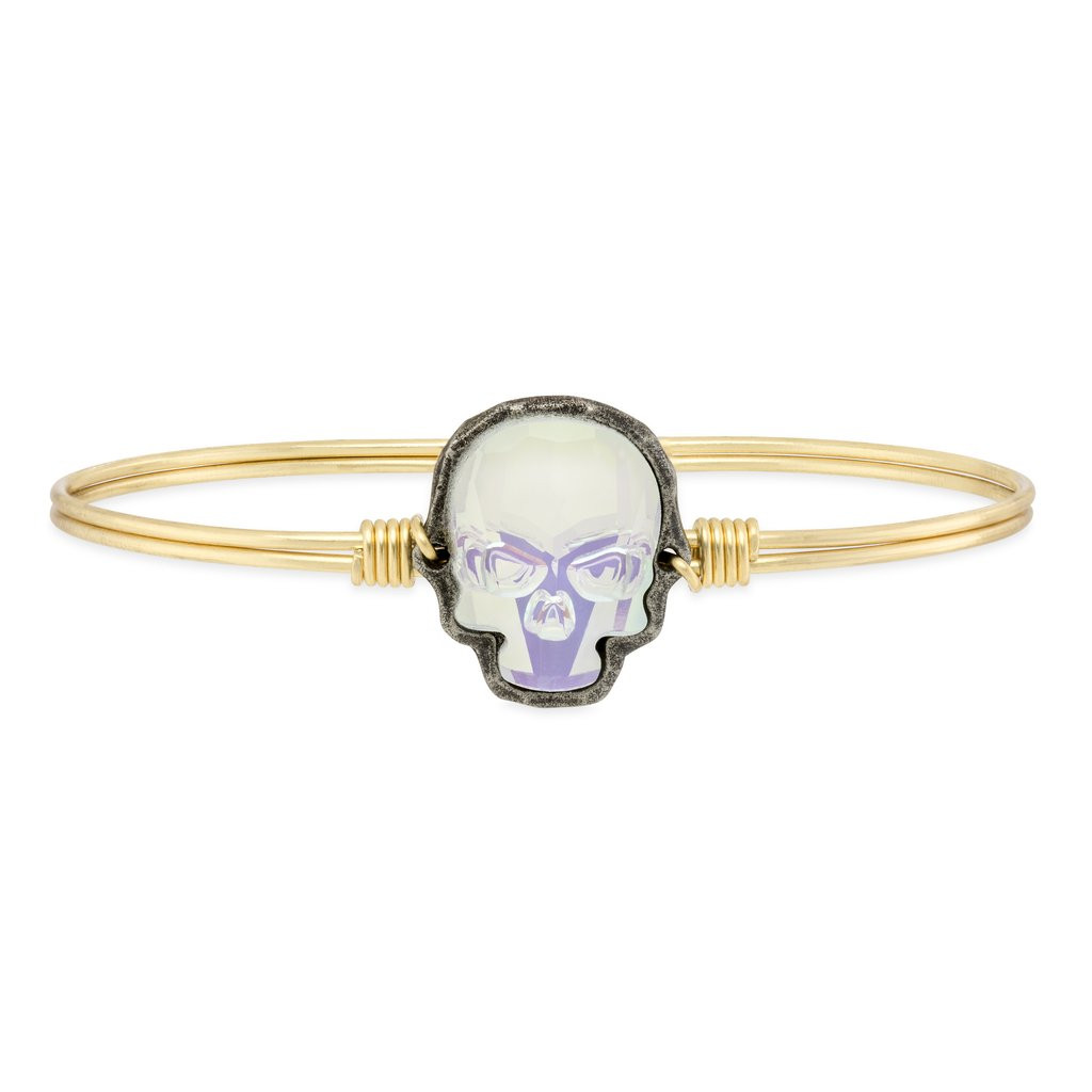 Luca Danni Regular Opalescent White Sugar Skull Brass Tone