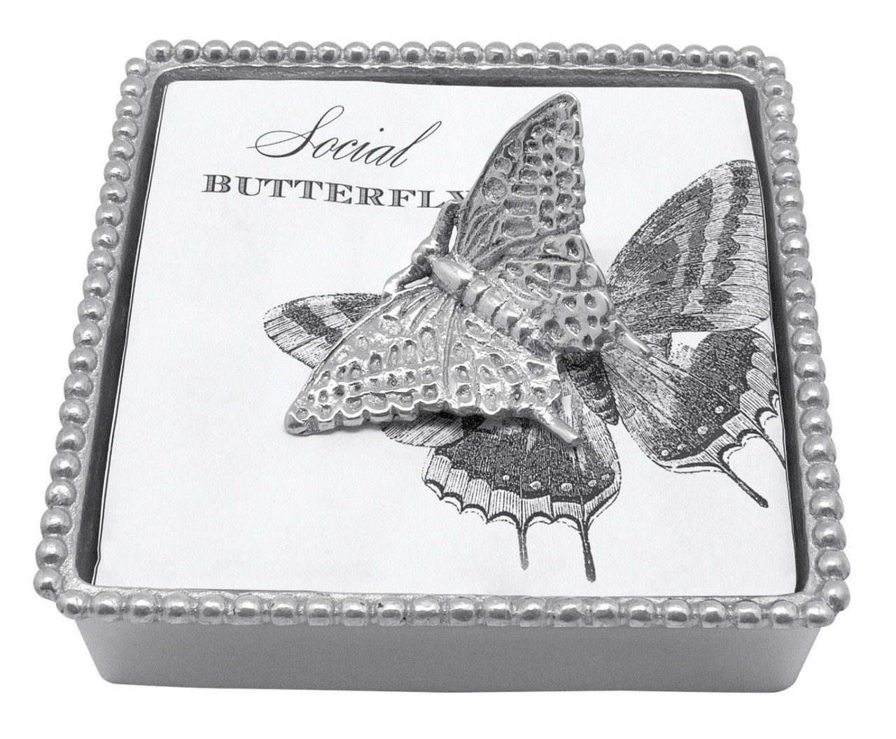 Butterfly Beaded Napkin Box by Mariposa