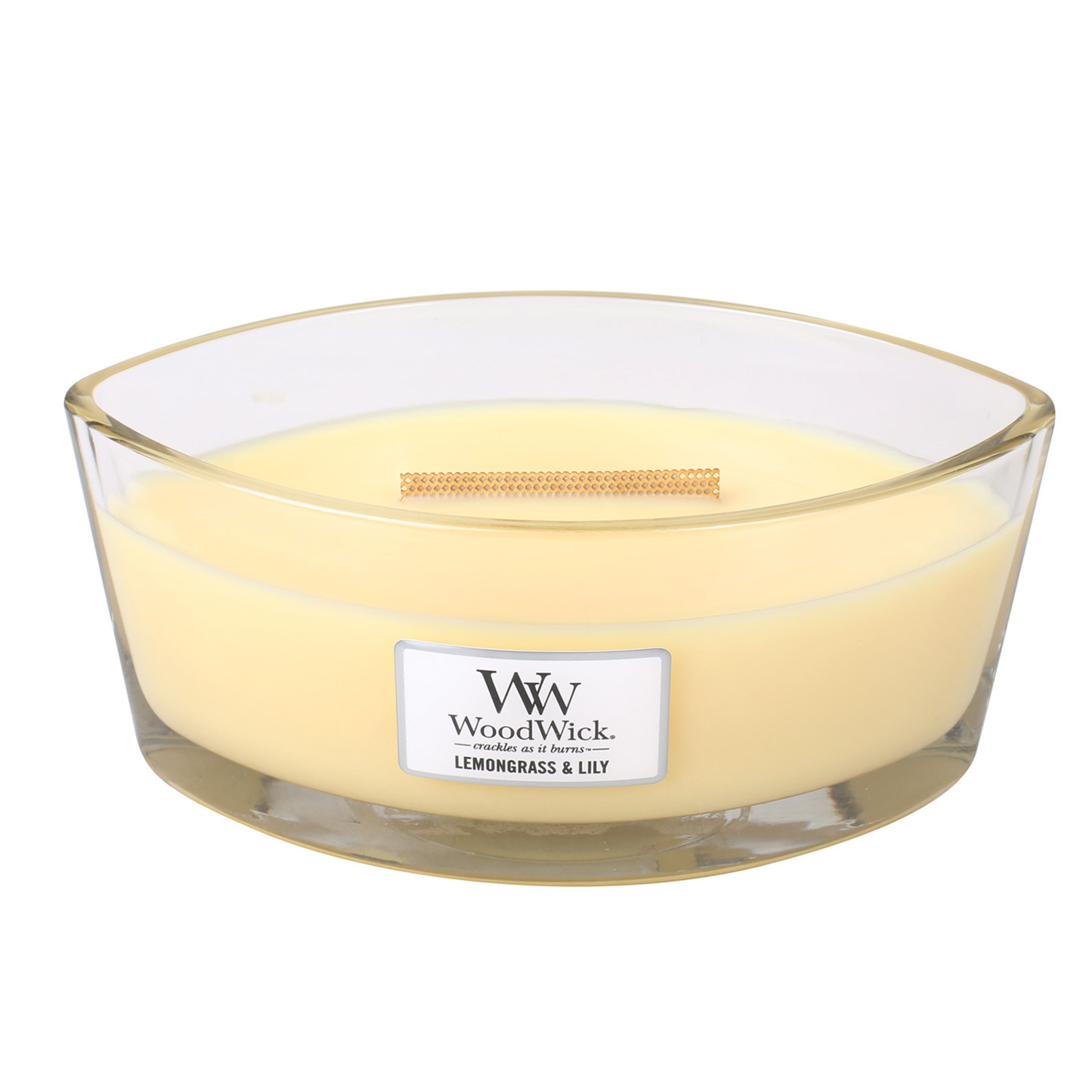 WoodWick Lemongrass & Lily WoodWick Candle 16 oz. HearthWick FlameFree