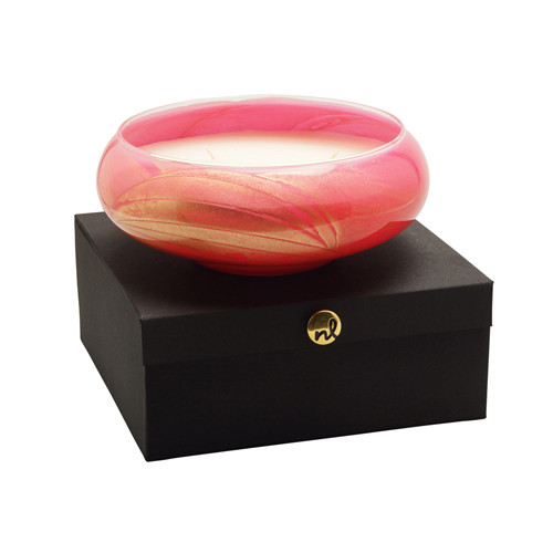 8" Fuschia Polished Bowl 4 Wick Scented Candle