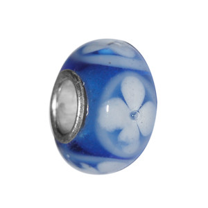 Blue Flower Medallion Glass Bead
