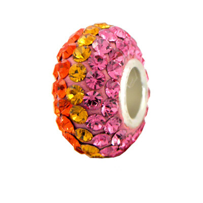 Pink, Yellow & Orange Pave Bead