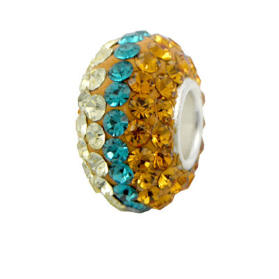Blue and Gold Stripe Pave Bead