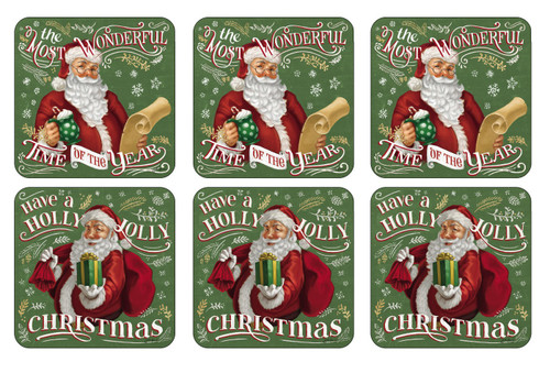 Set of 6 Santa&apos;s List Coasters by Pimpernel