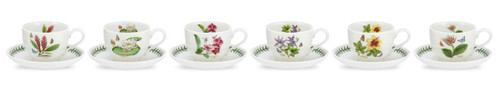Exotic Botanic Garden Set of 6 Teacups With Saucers (Assorted Motifs) by Portmeirion
