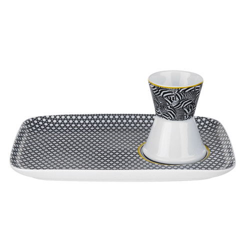 Ted Baker Casual Blanchard Black Egg Cup & Snack Plate Set by Portmeirion