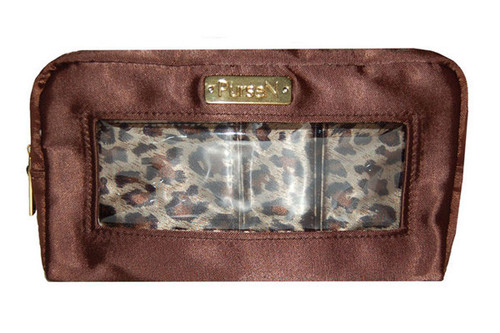Brown Satin Leopard Classic Make-Up Case by PurseN