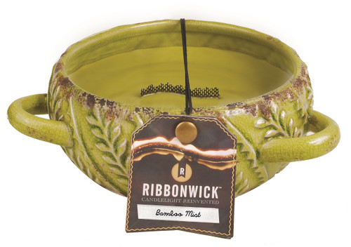 Bamboo Mist Large Round Premium RibbonWick Candle