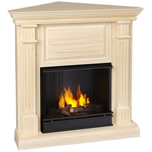 Greek Column Corner -White Wash-Ventless Gel Firplace by Real Flame