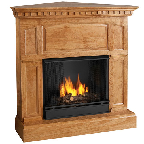 Heritage Corner - Oak-Ventless Gel Firplace by Real Flame