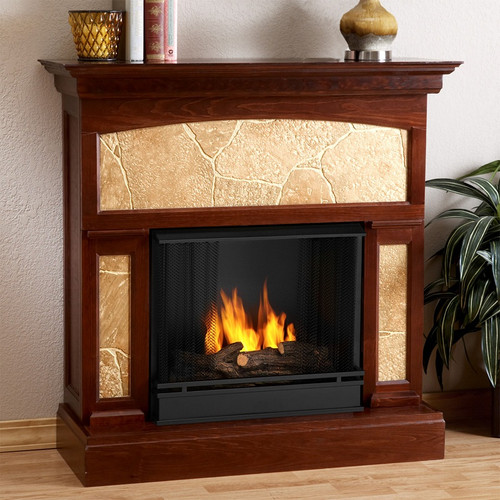 Stonewood-Mahogany-Ventless Gel Firplace by Real Flame