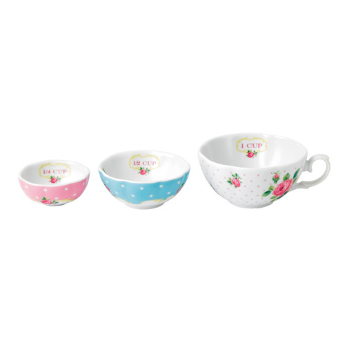 New Country Roses Baking Bliss Measuring Cups - Set of 3 - by Royal Albert - Special Order