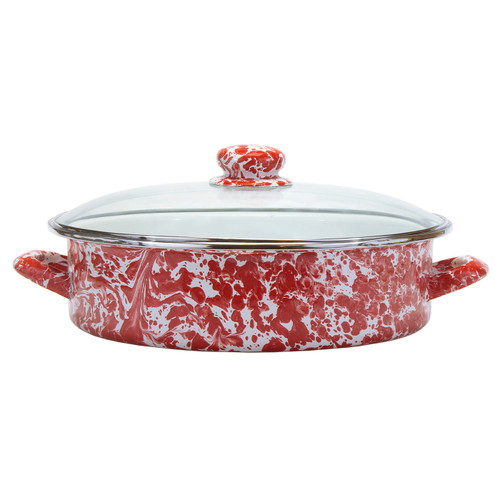 Red Swirl Large Saute Pan by Golden Rabbit