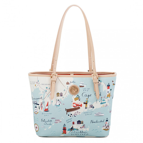 Northeastern Harbors Map Small Tote with Zipper by Spartina 449