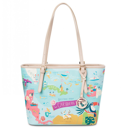 Caribbean Map Small Tote with Zipper by Spartina 449