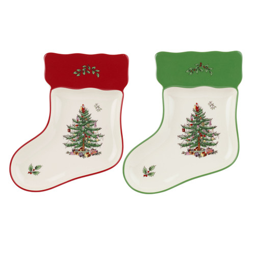 Christmas Tree Set of 2 Stocking Dishes by Spode