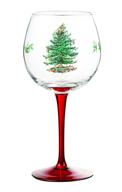 Spode 4-Piece Christmas Tree Glass Pedestal Goblet Set 4339601