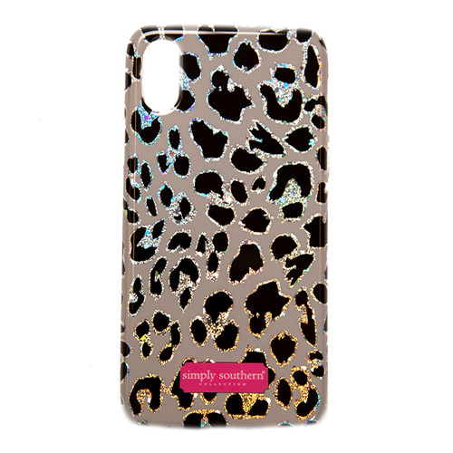 Leopard Gray Sparkle iPhone XR Phone Case by Simply Southern