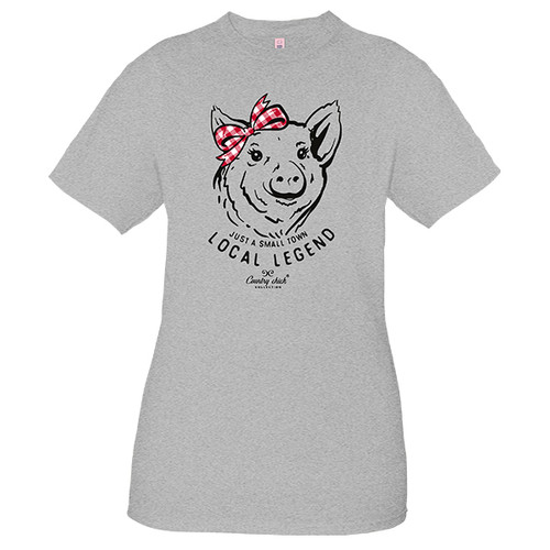 XX-Large Piggy Local Legend Grey Country Chick Short Sleeve Tee by Simply Southern