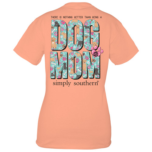 Medium Peachy Dog Mom Short Sleeve Tee by Simply Southern