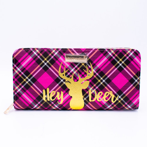 Plaid Pink Hey Deer Wallet by Simply Southern