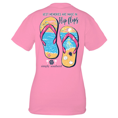 Large Flamingo Flip Flop Short Sleeve Tee by Simply Southern